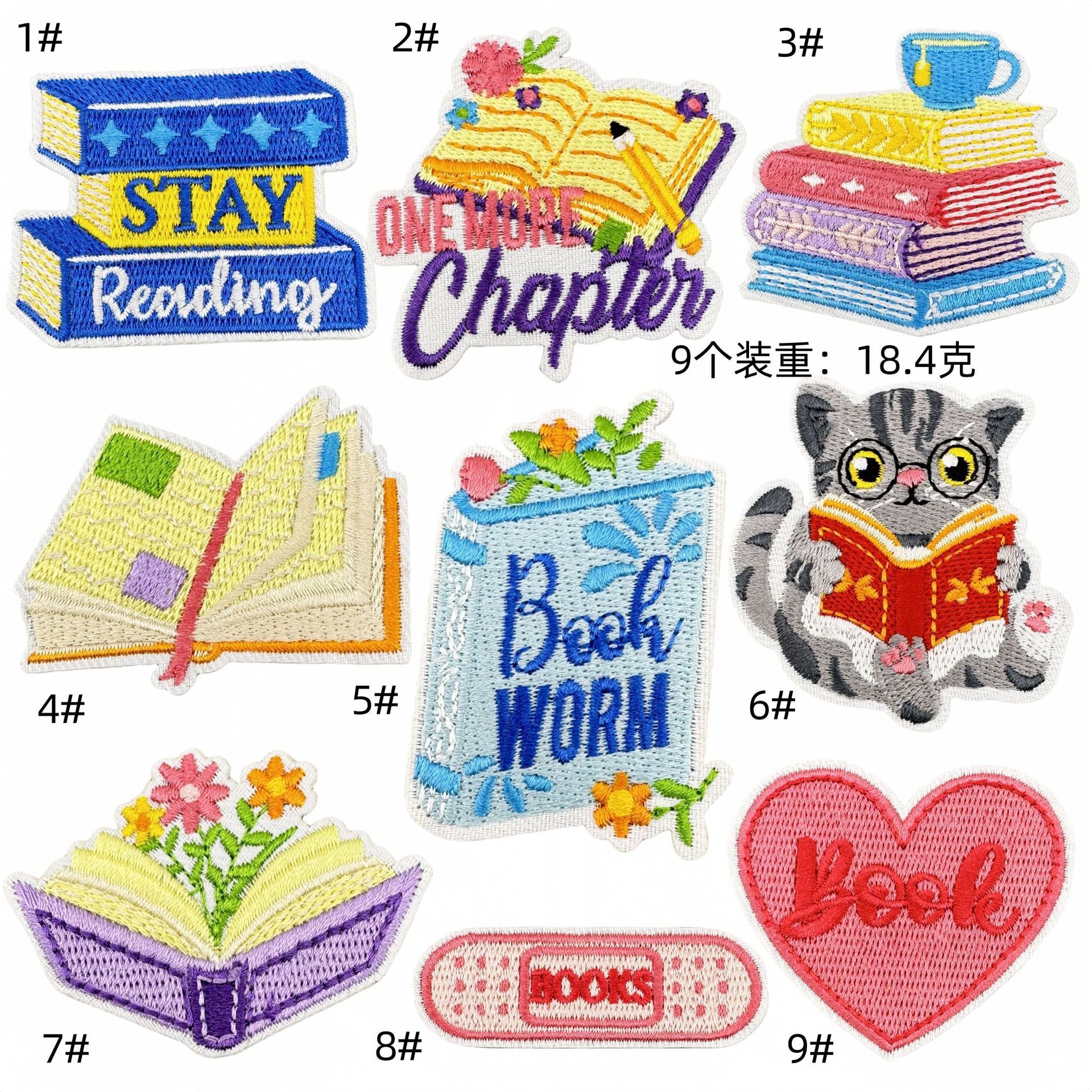 Wholesale Cartoon Book-style Heart Cat Embroidery DIY patches