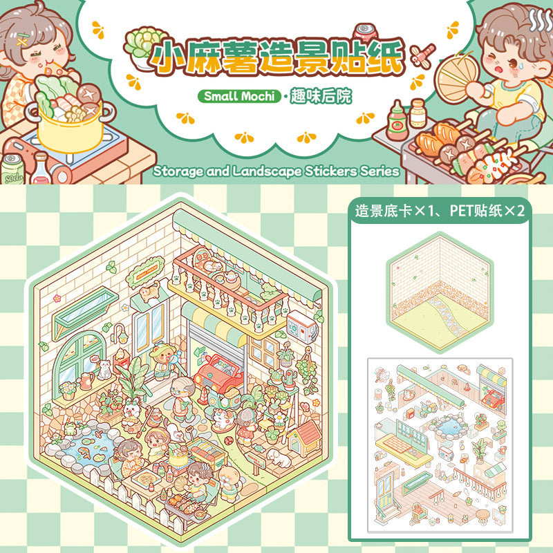 Wholesale Small mochi landscaping stickers 3D three-dimensional stickers free cutting