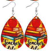 Wholesale Wooden Printed Earrings for Teachers' Day and Graduation Season