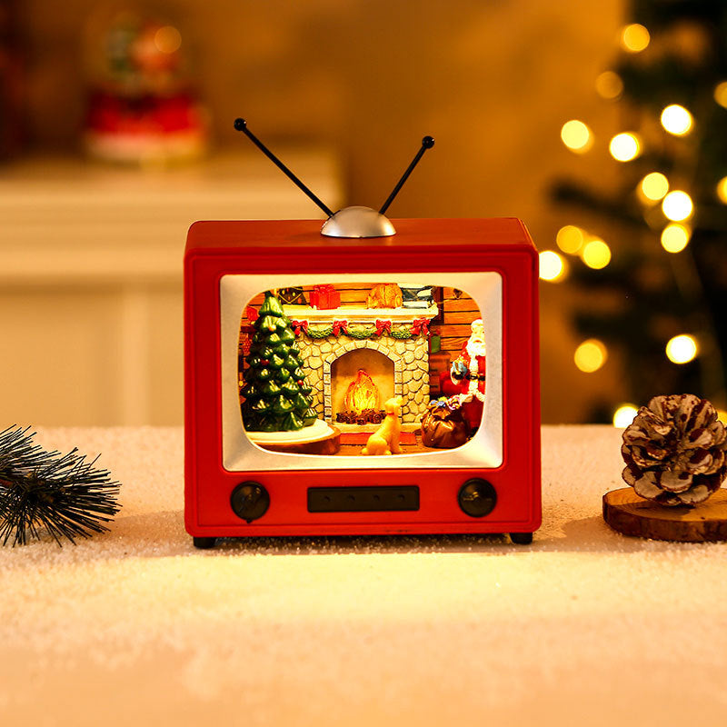 Wholesale Rotating Music Resin TV Desktop 19cm*13cm*18.5cm Decoration Christmas Gift Decoration
