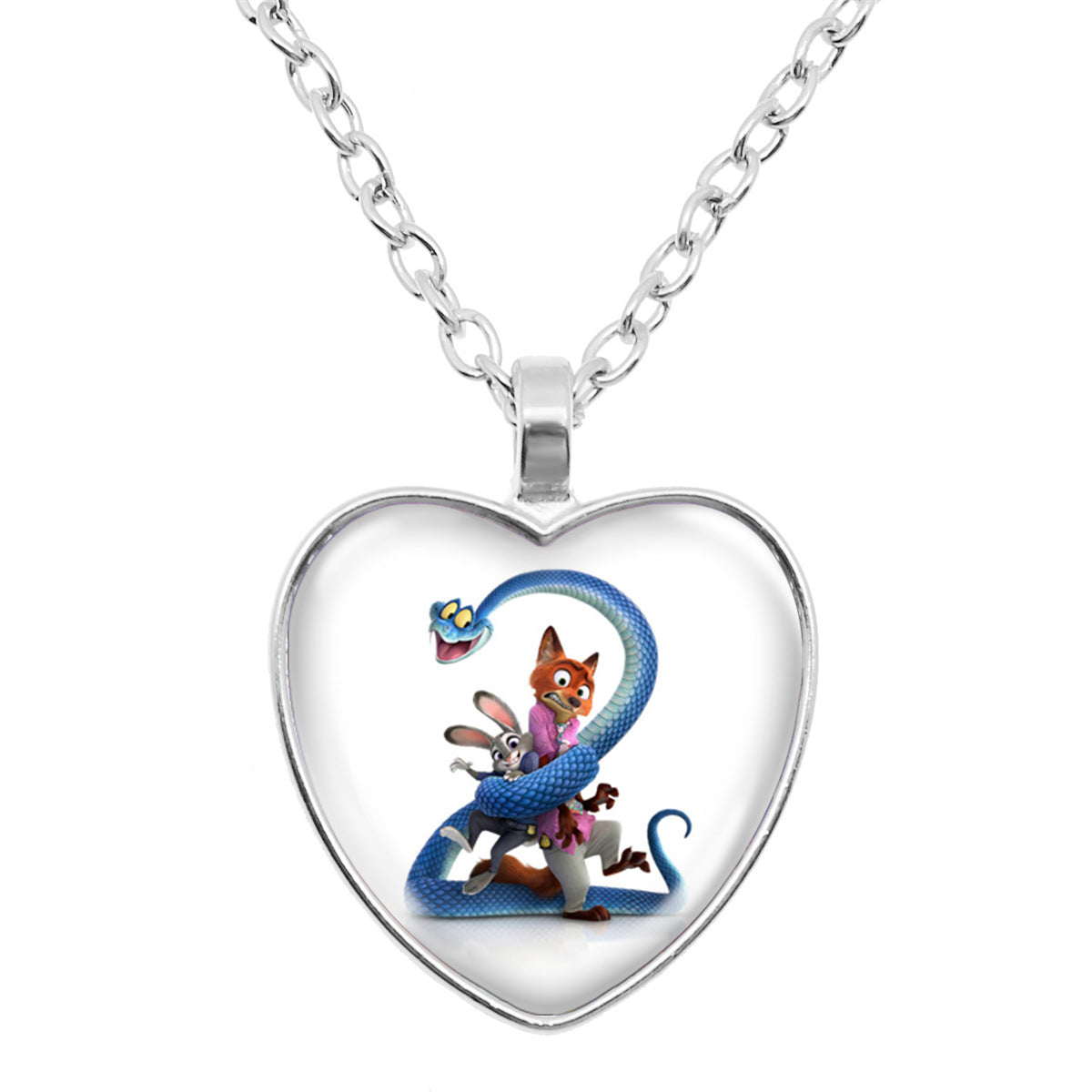 Wholesale Cartoon Fox Cute Rabbit Time Gem Heart Necklace OLY Exclusive