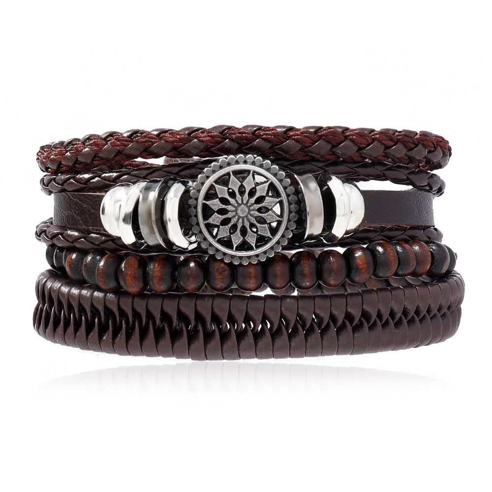 Wholesale 3PCS Hand Woven Hand Cowhide Bracelet