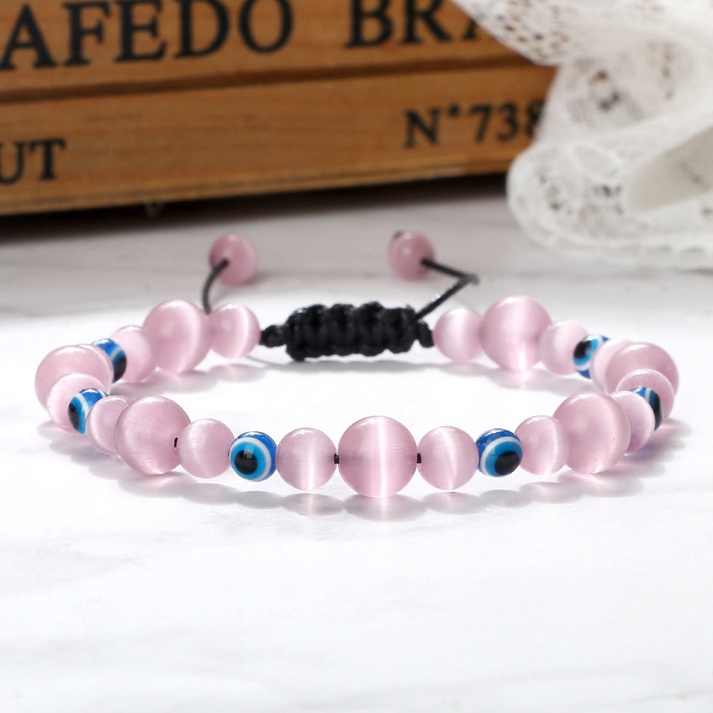 Wholesale Creative Spacer Size Beads Woven Tandem Combination Bracelet Adjustable Devil' s Eye Pendant Bracelet