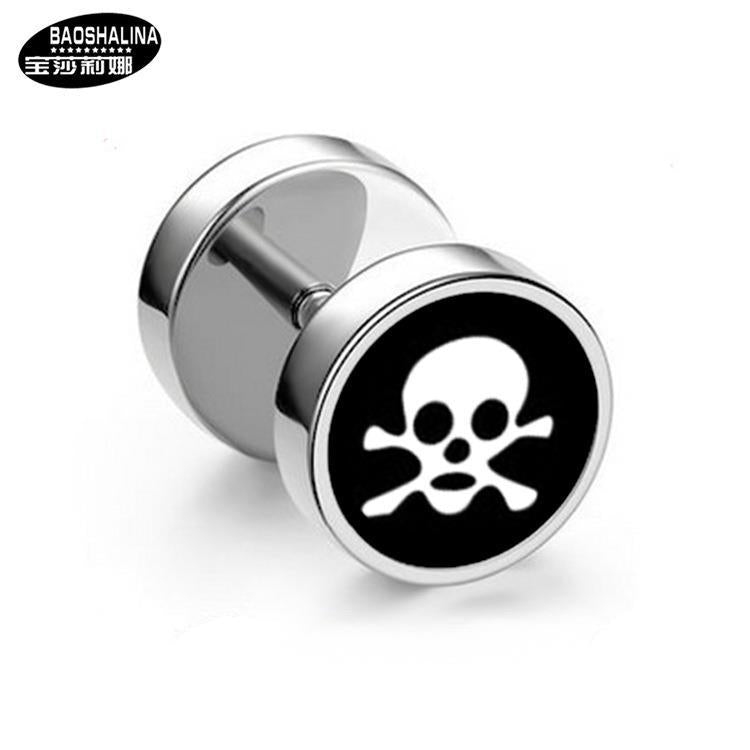 Wholesale Titanium Steel Barbell Fashion Dumbbell Black Street Earrings