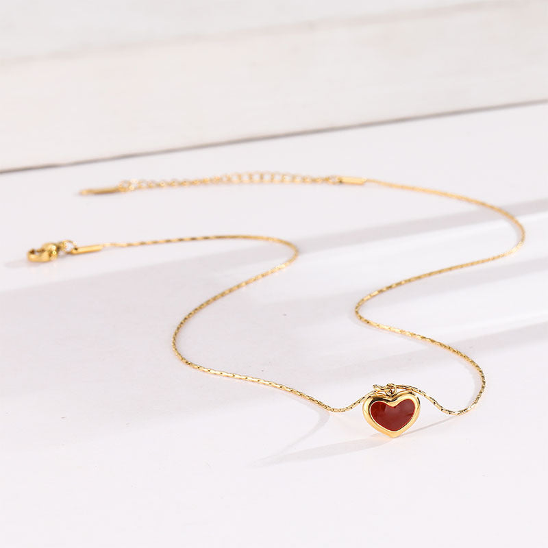 Wholesale Simple French Heart Titanium Steel Necklace