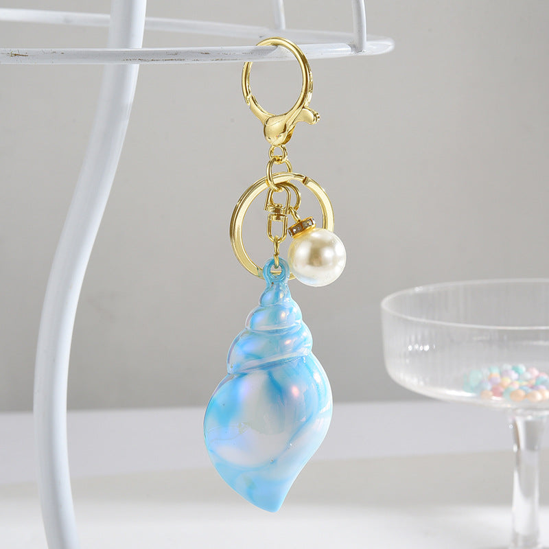 Wholesale Acrylic Two-color Colorful Plating Conch Key Chain