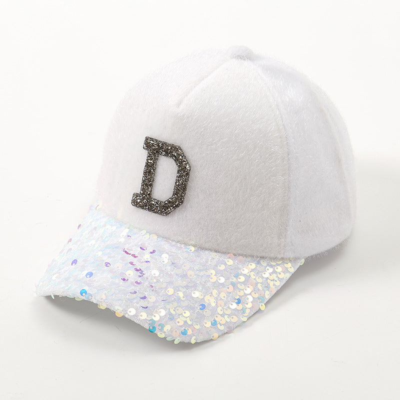 Wholesale Diamond D Letter Plush Imitation Baseball Cap