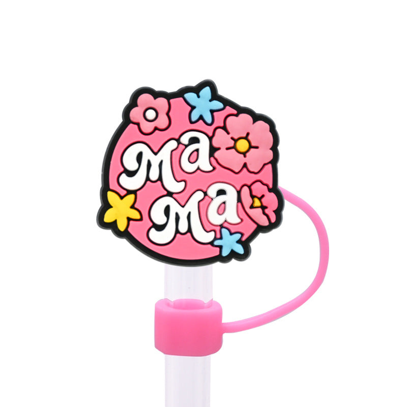 Wholesale  Random 100pcs/pack  Mother' s Day dust plug straw cap   Straw Tube Cap