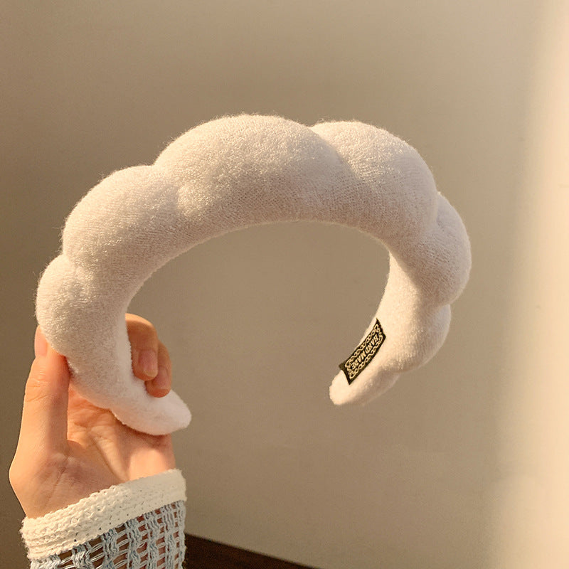 Wholesale terry cloth sponge twist hair band high cranial top color cloud bubble headband