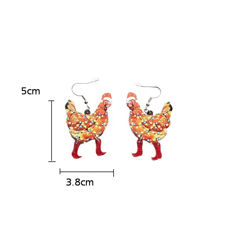 Wholesale Christmas Hen Cow Cow Animal Earrings