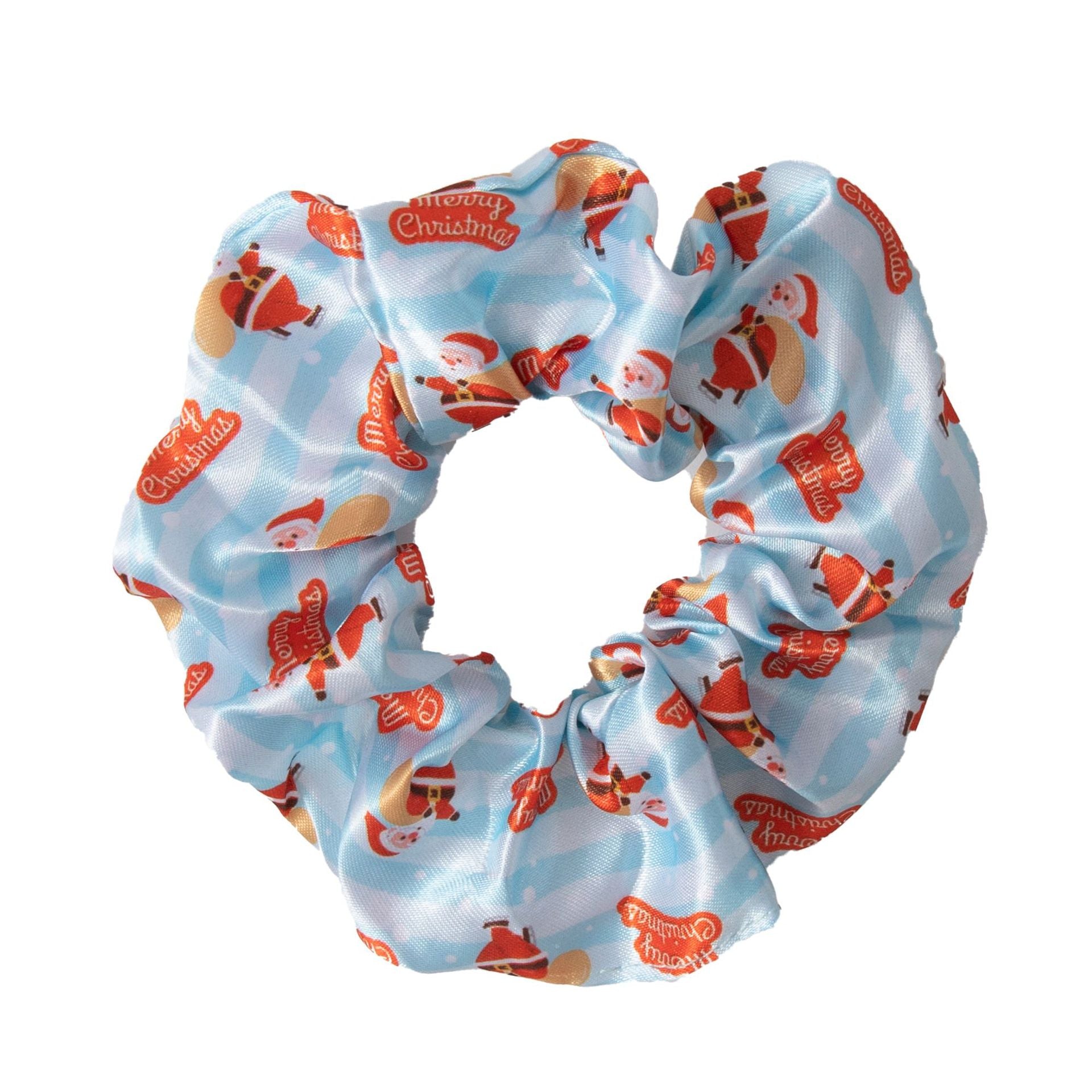 Wholesale Satin Printed Christmas Fabric Hair Tie