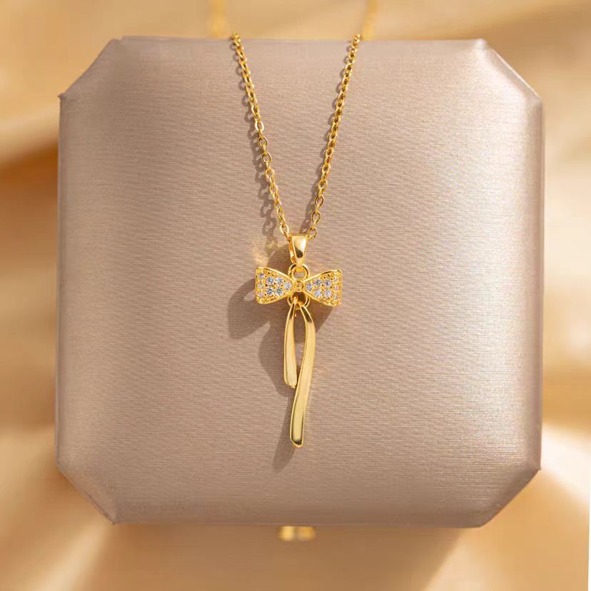 Wholesale titanium steel necklace retro temperament butterfly flower pendant