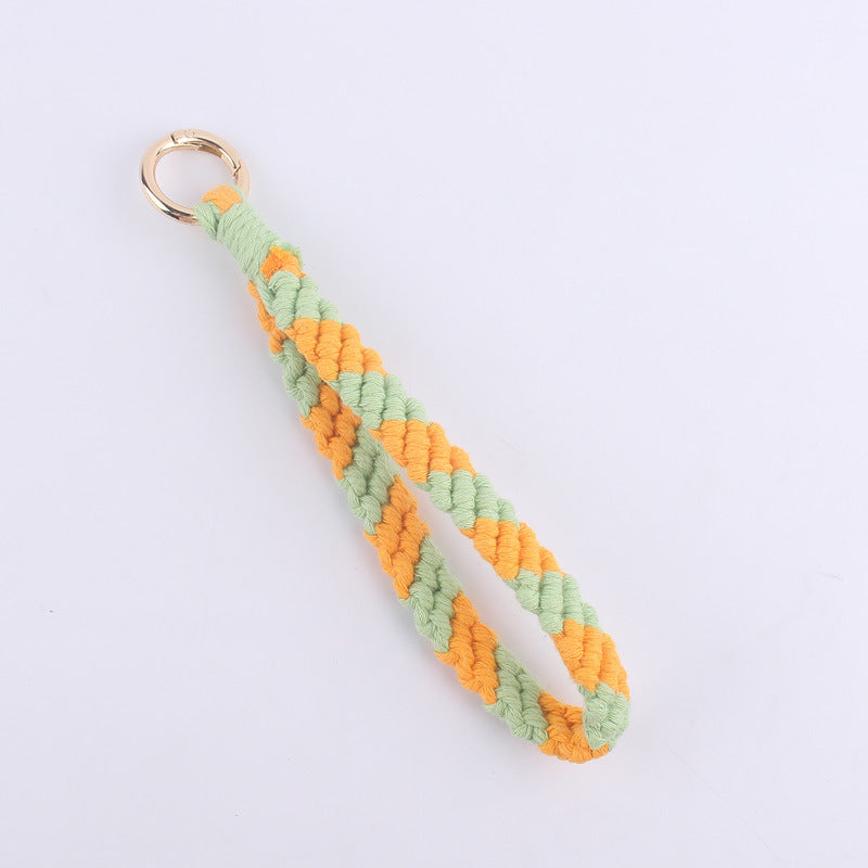Wholesale Hand Woven Colorful Pattern Cotton Rope Keychain