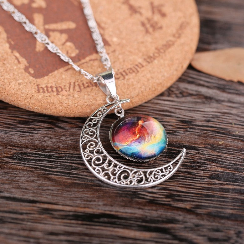 Wholesale Starry Sky Moon Time Gemstone Necklace