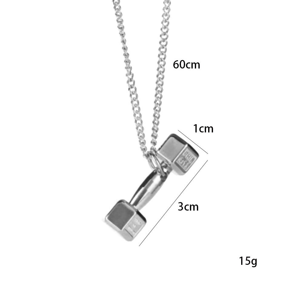 Wholesale Fitness barbell dumbbell men's necklace domineering clavicle chain