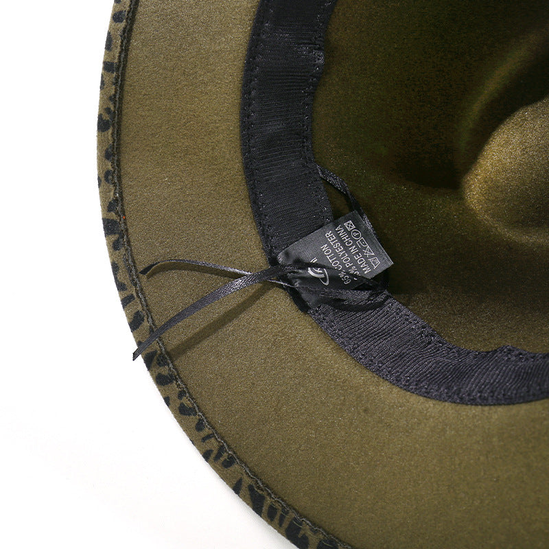 Wholesale Leopard Patterned Woolen Jazz Top Hats