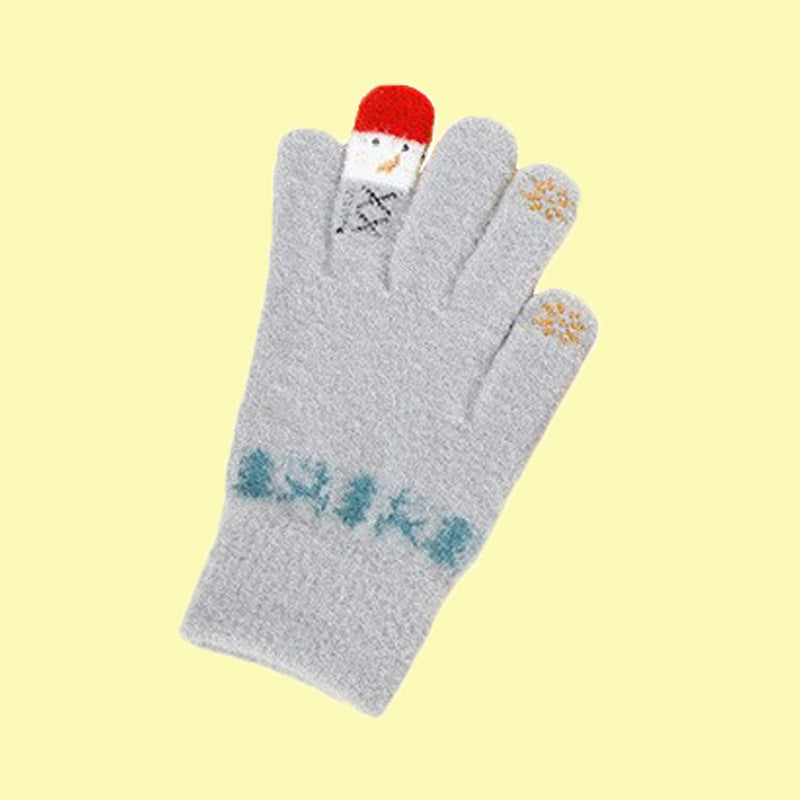 Wholesale Autumn and Winter Christmas Snowman Touch Screen Knitted Plush Gloves