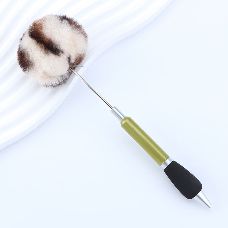 Wholesale 50pcs DIY Hair Ball Cute Girl Heart Furry Cute Round Beads Furry Plastic Beads Pen