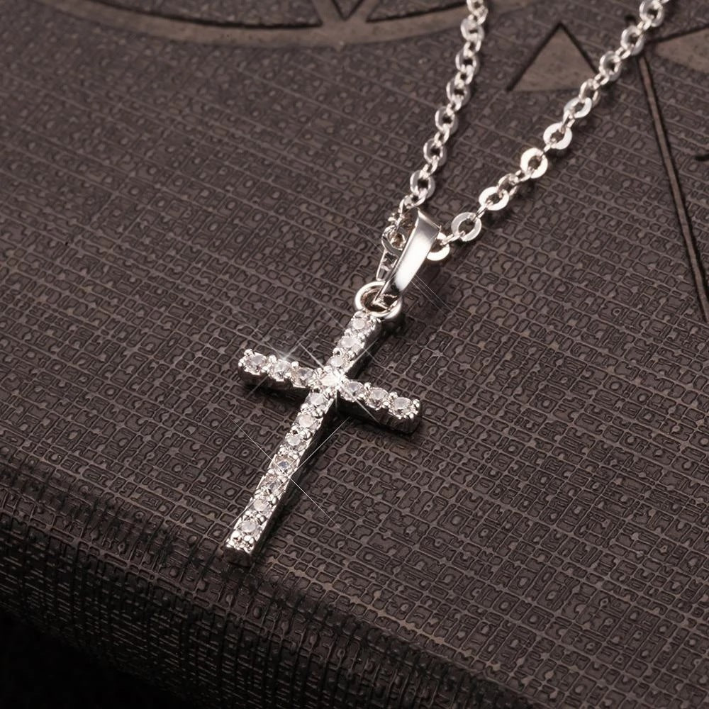 Wholesale Square Zircon Cross Alloy Necklace