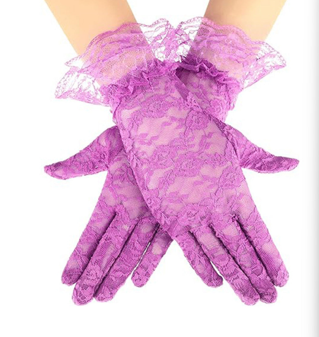 Wholesale  Summer Black Large Lace Short Sunscreen Gloves