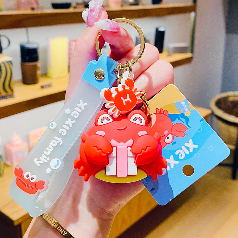 Wholesale Silicone Crab Family Keychain