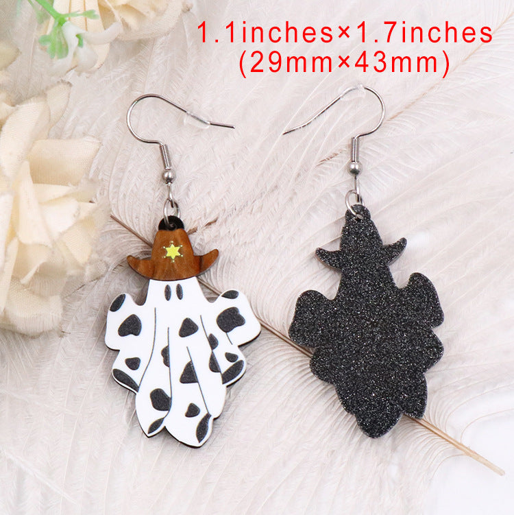 Wholesale New Western Denim Ghost Drop Earrings Halloween Vintage Acrylic Earrings