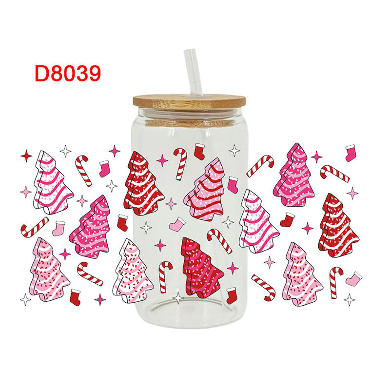 Wholesale Colorful Christmas Tree 16oz Cup UV DTF Wraps