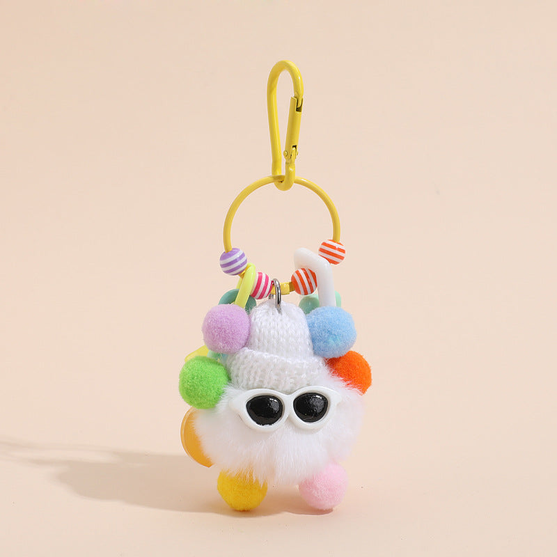 Wholesale of Colorful Cute Fur Ball Cartoons Metal Keychain