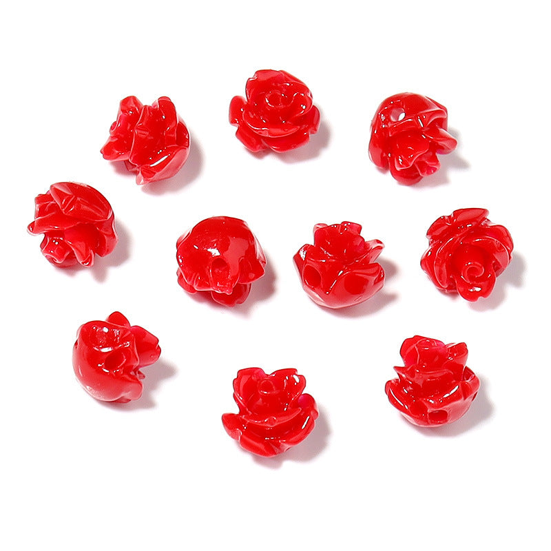 Wholesale 30pcs Colorful Lacquer Carving Powder Pressed Stereo Beads