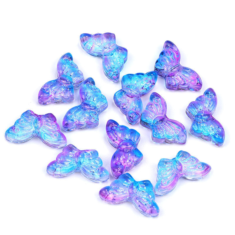 Wholesale 100pcs 8*15mm Glazed Butterfly Beads Symphony Straight Hole Glass Beads DIY