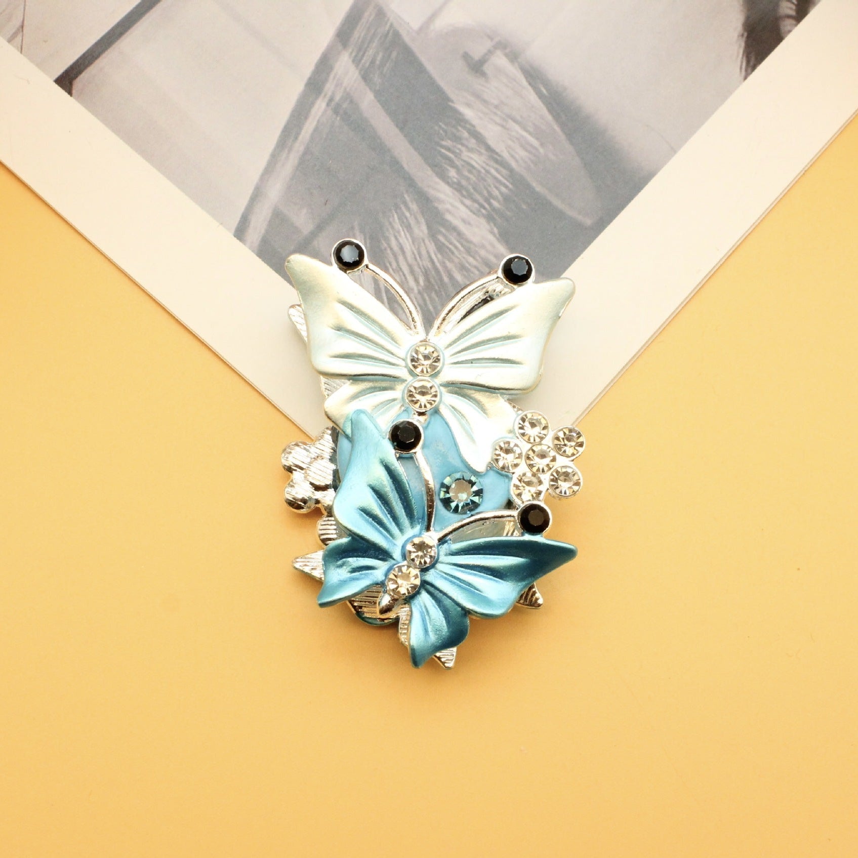 Wholesale Multicolor Double-Sided Rhinestone Butterfly Straight Hole Bead