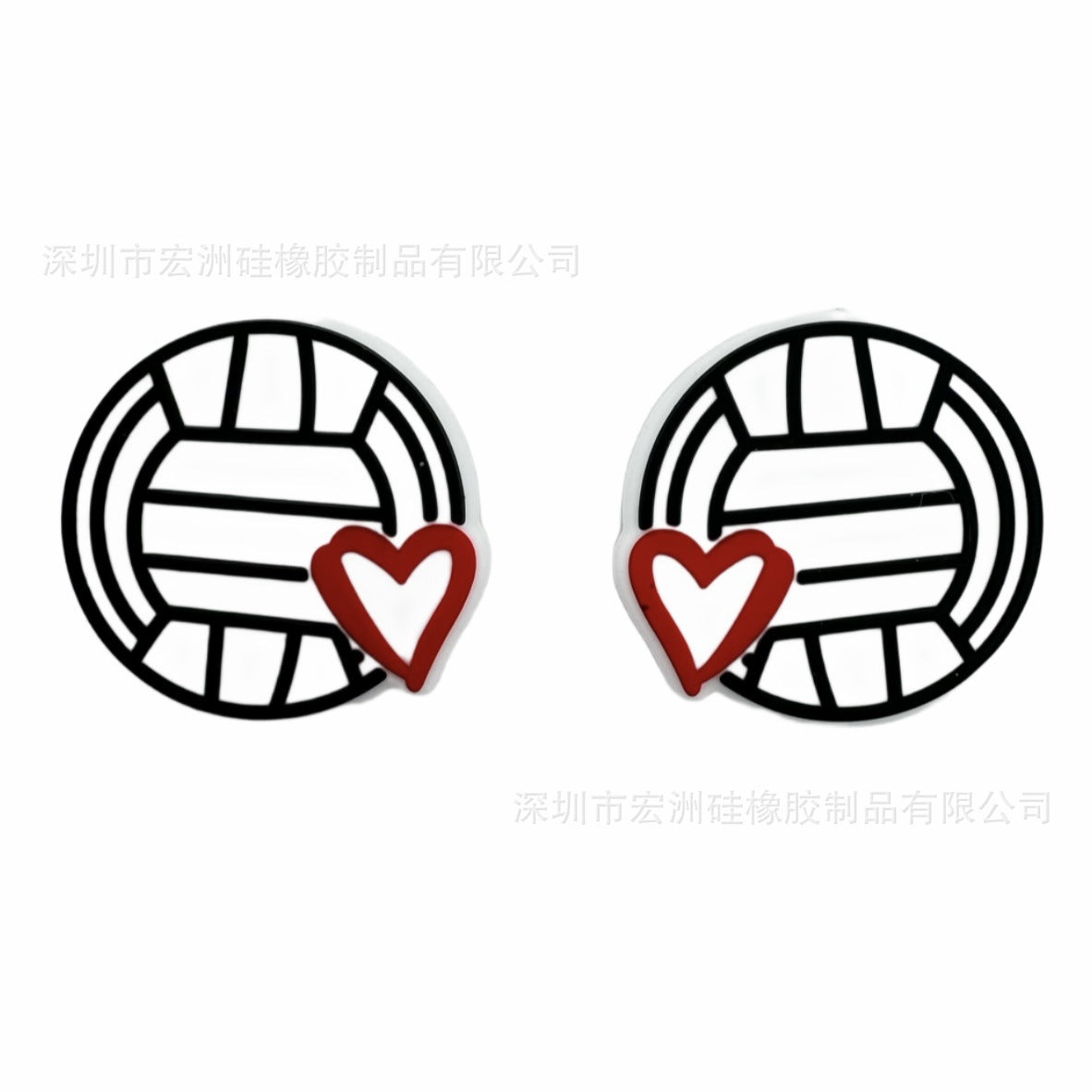 Wholesale  10-pcs  ball sports theme new food grade silicone diy string pen keychain loose beads in stock