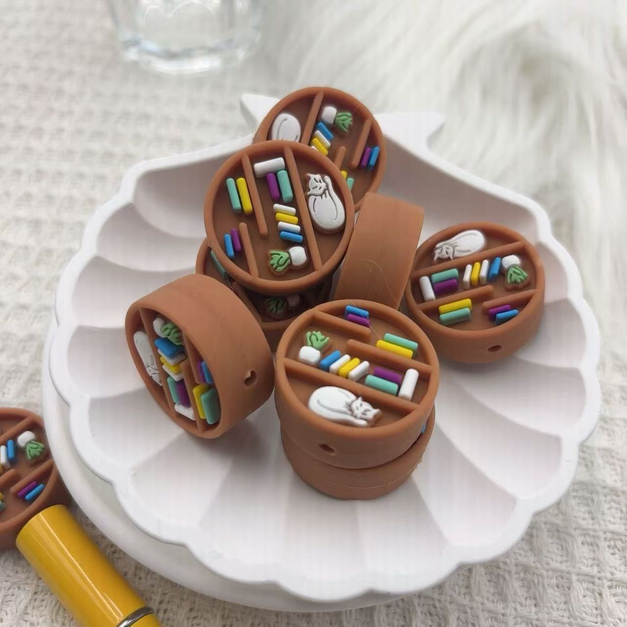 Wholesale 10pcs Silicone round bookshelf beads