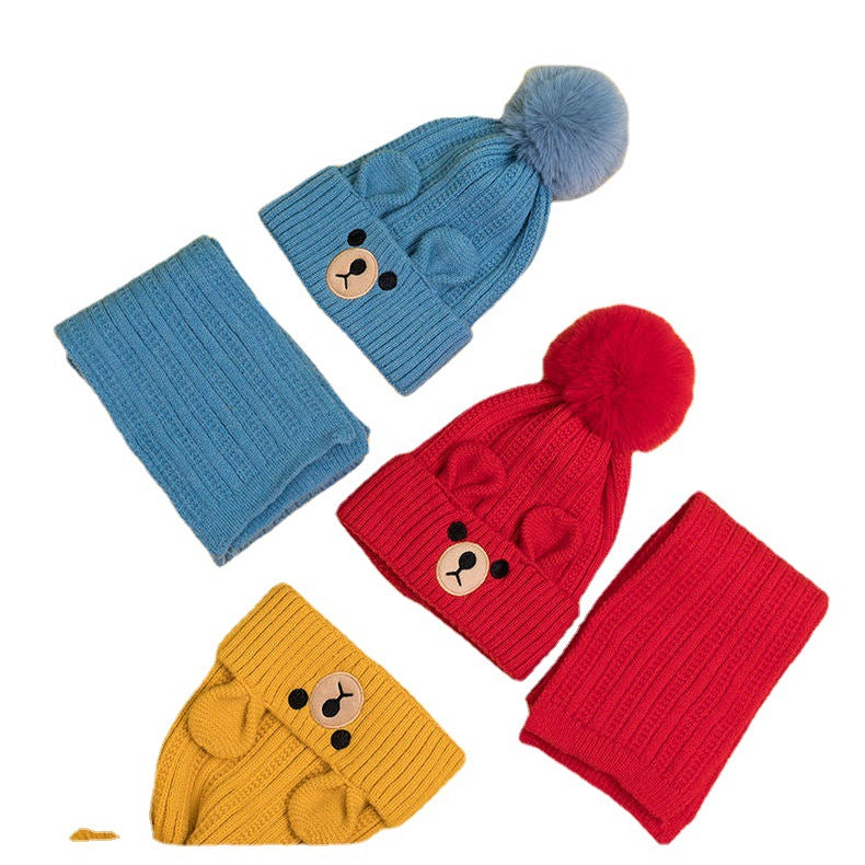 Wholesale Plus Velvet Winter Scarf Warm Knitted Beanie Set