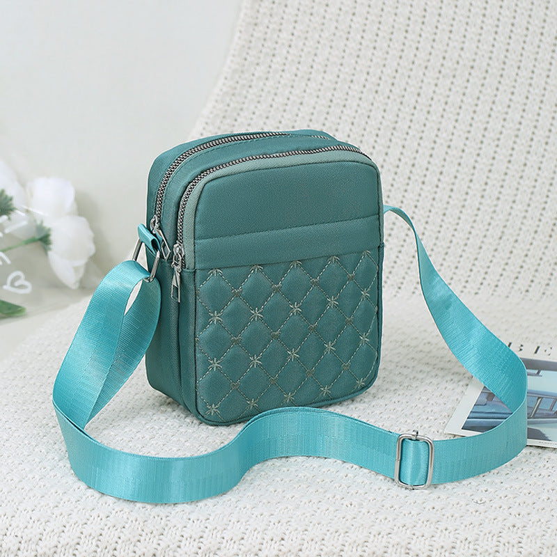 Wholesale Oxford Cloth Shoulder Bag Embroidered Thread Diamond Cross Body Bag Leisure Mobile Phone Bag Travel Bag