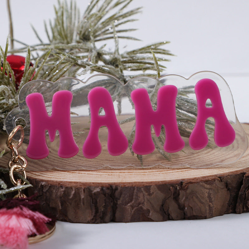 Wholesale  Acrylic MAMA Three-layer Tassel Charm Keychain Key
