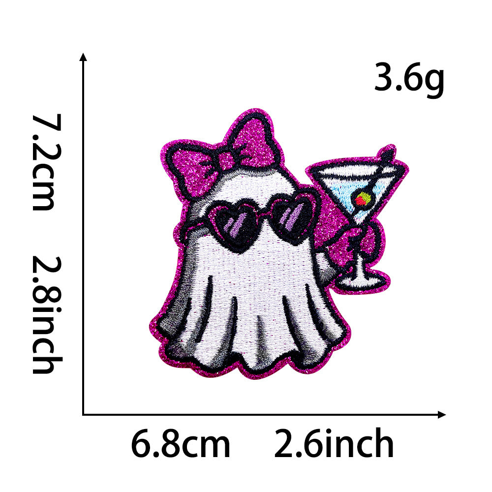 Wholesale  Embroidered Sequin Patches Ghost Witch Pumpkin Skull Haunted House Designs DIY Fashion Accessory For Coats And Clothing