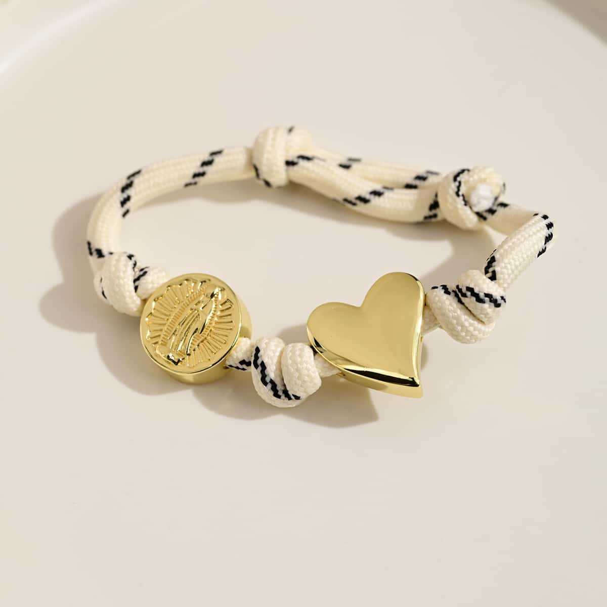 Wholesale Rainbow woven adjustable gold-plated heart-shaped star bracelet