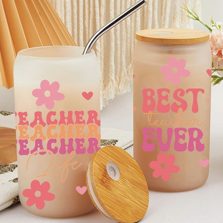 Wholesale Colorful Teacher's Day Series  16oz Cup UV DTF Wraps