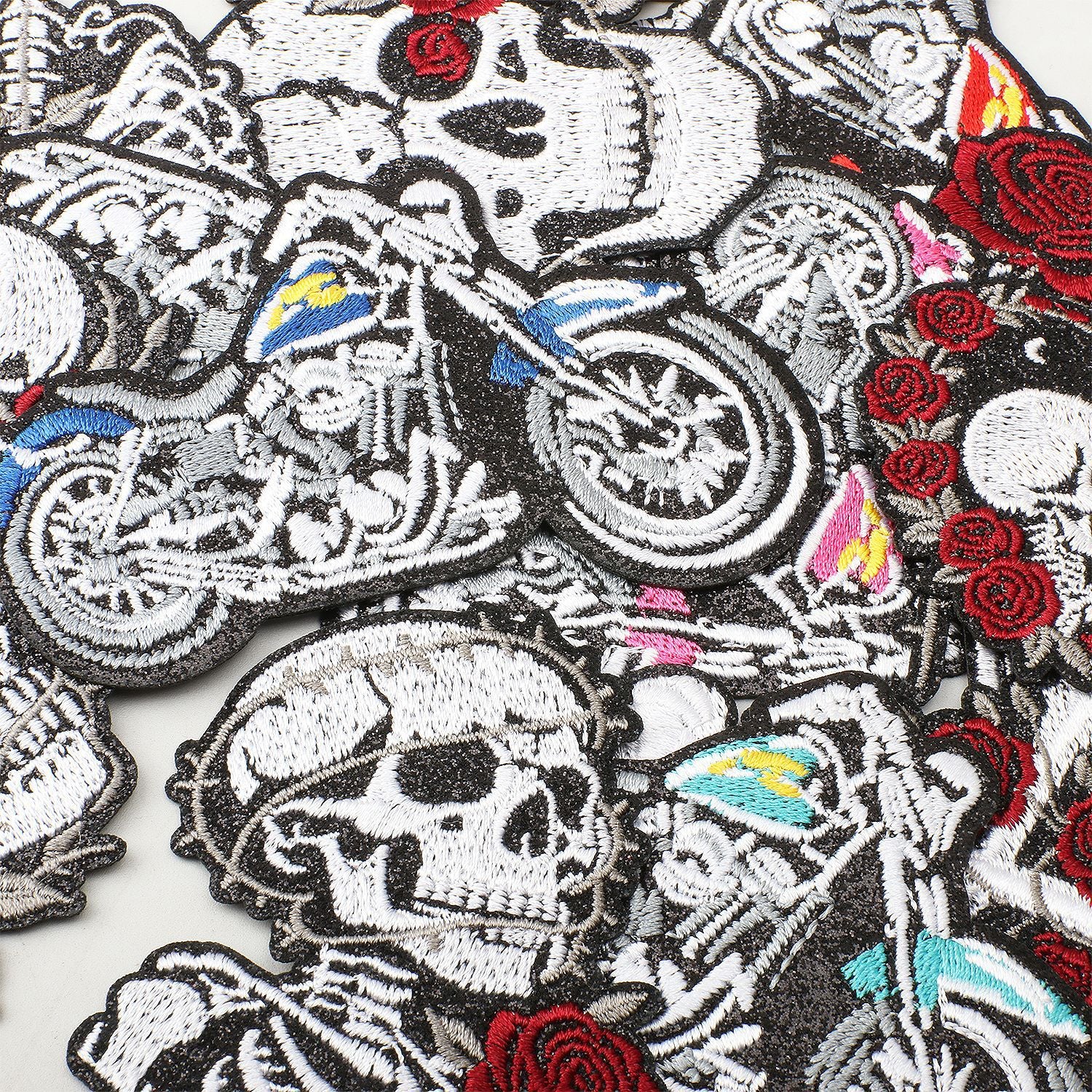 Wholesale Leather Skull  Embroidered Patch Iron On DIY Accessory For Clothing Backpack
