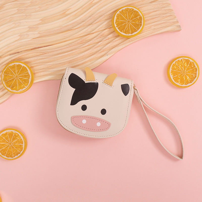Wholesale Cartoon Cute Cow Girl T Student Zipper Coin Purse Pu Wallet