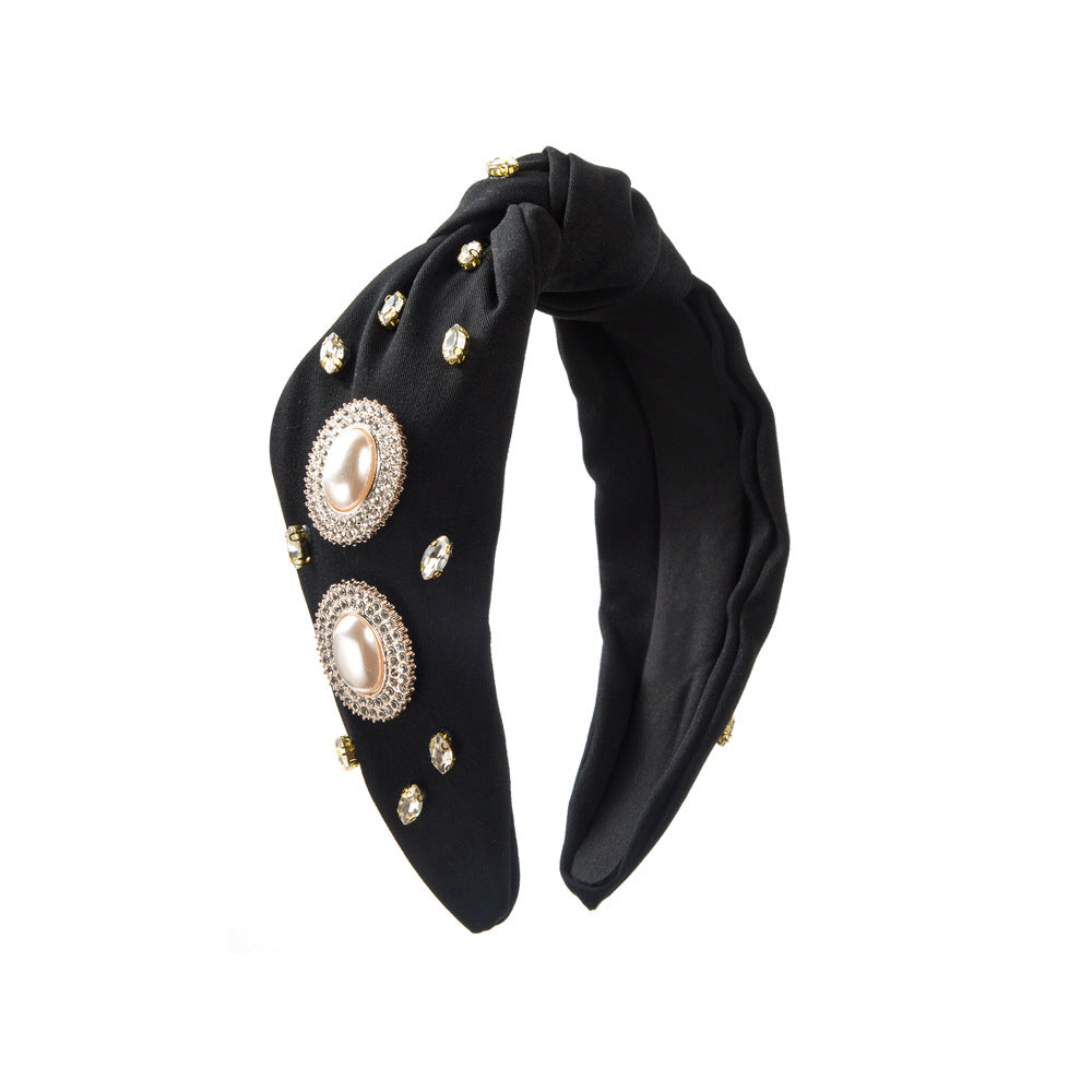 Wholesale Pearl Rhinestone Knotted Pressed Hair Hoop