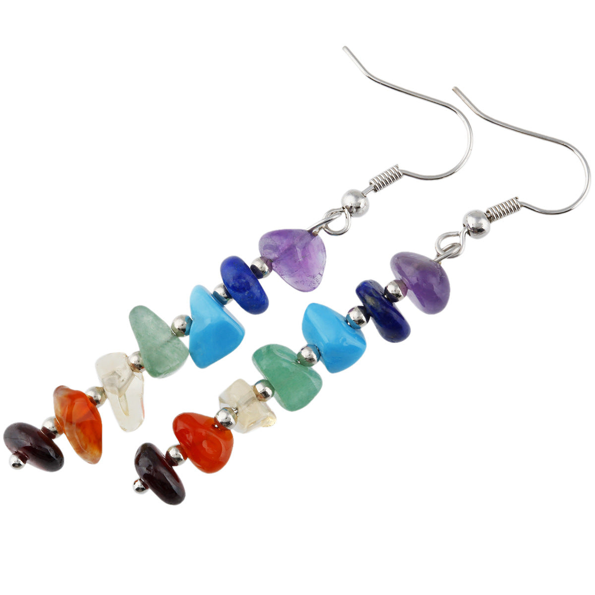 Wholesale Colorful Natural Crystal Stone Irregular Crushed Stone Tassel String Earrings