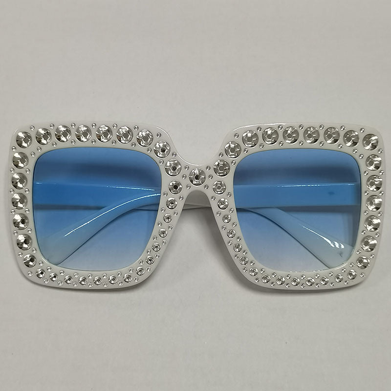 Wholesale Square Frame Diamond Retro Trendy Sunglasses