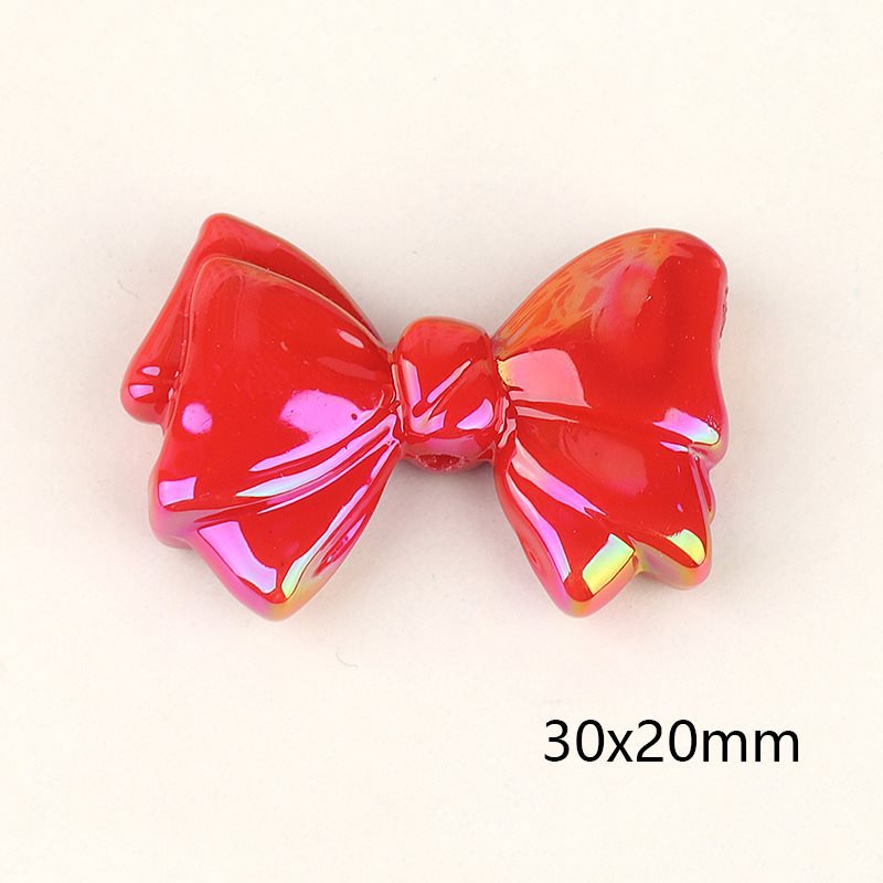 Wholesale 2PCS Acrylic Color Plated Double-sided Three-dimensional Bow Beads