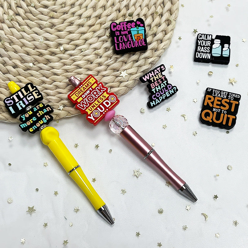 Wholesale 10pcs Food Grade Cartoon Children's Necklace Accessories Glue Letter Silicone Beads Loose Beads