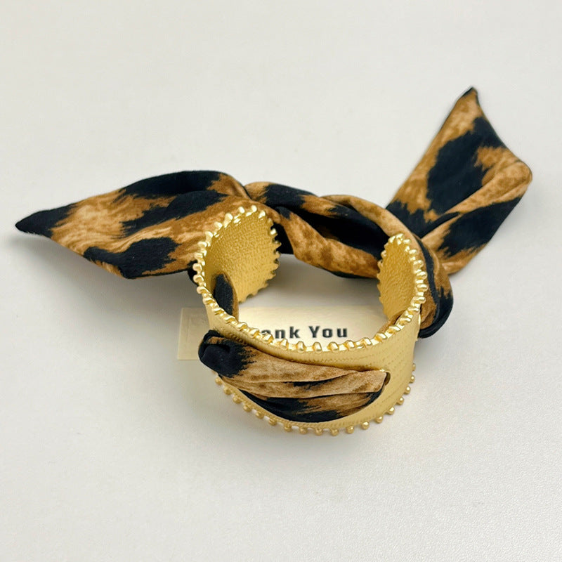 Wholesale Retro vintage style gold silk scarf open wide bracelet niche exaggerated high-end Bracelet