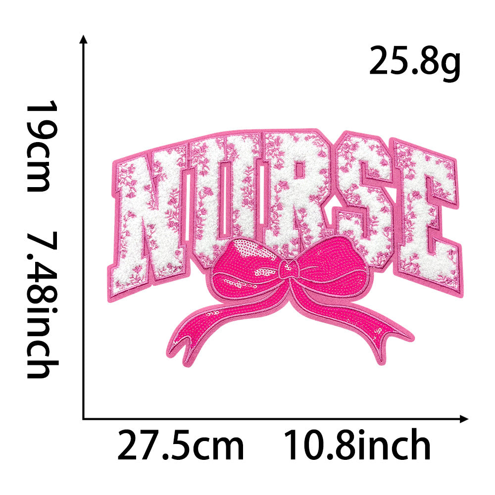 Wholesale Large 28Cm Nurse Sequin Embroidered Patch Hot Melt Glue For Coats And ets Chic DIY Craft Supply