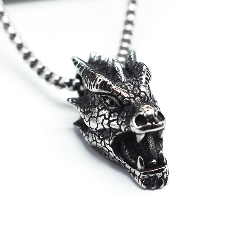 Wholesale Retro Hip Hop Stainless Steel Skull Necklace Bohemian Style