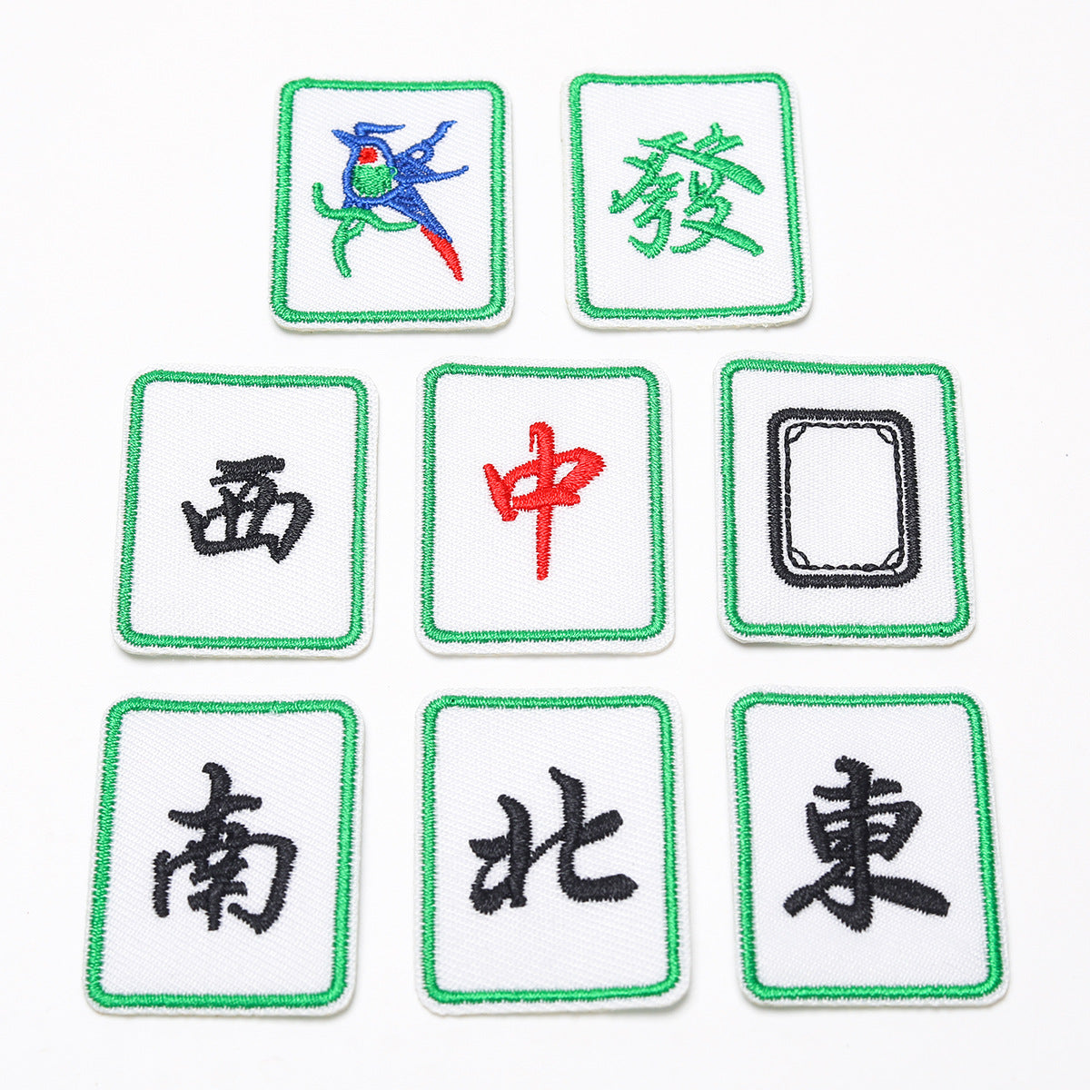 Wholesale Mahjong Embroidered Patches 8 Self Adhesive Twill Fabric Appliques For Clothing Bags Shoes Hats Boutique Resale Accessory